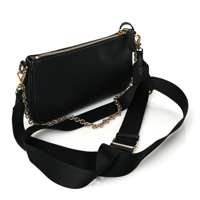  Prada Saffiano Lux Re-Edition 2000 Shoulder Bag Black