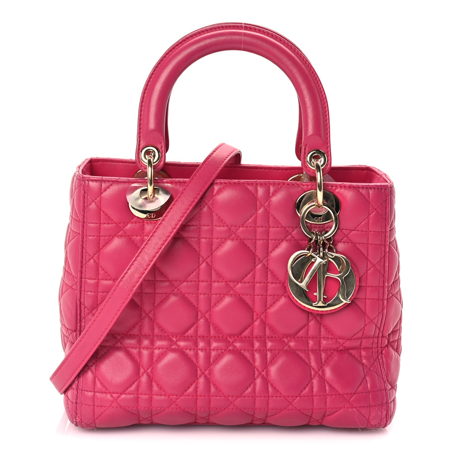 Christian Dior Lambskin Cannage Medium Lady Dior  Fuchsia Image 1