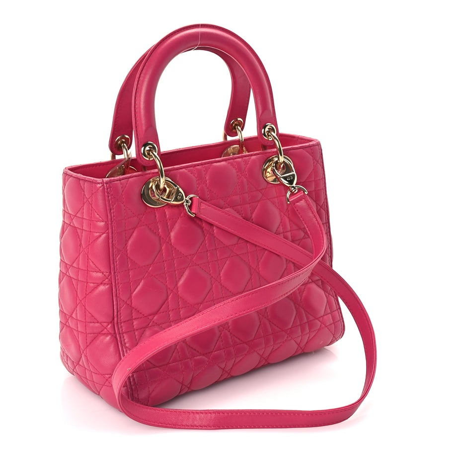 Christian Dior Lambskin Cannage Medium Lady Dior  Fuchsia Image 2