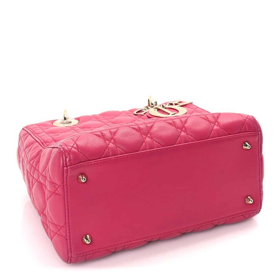 Christian Dior Lambskin Cannage Medium Lady Dior  Fuchsia Image 3