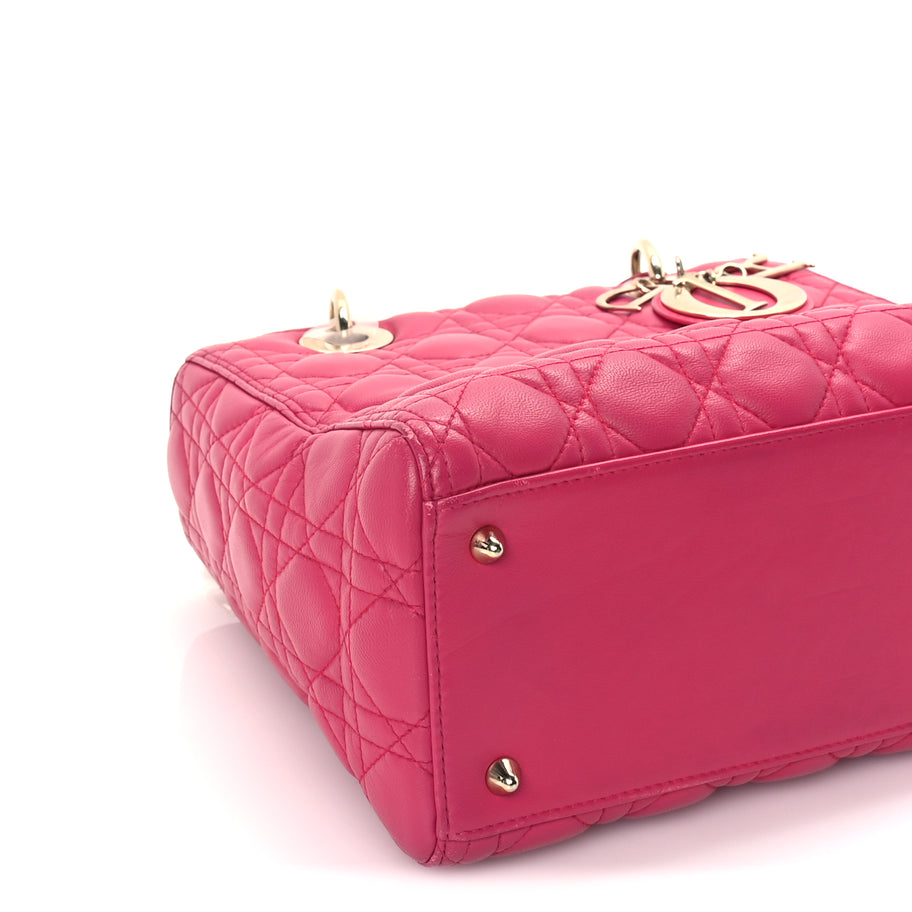 Christian Dior Lambskin Cannage Medium Lady Dior  Fuchsia Image 7