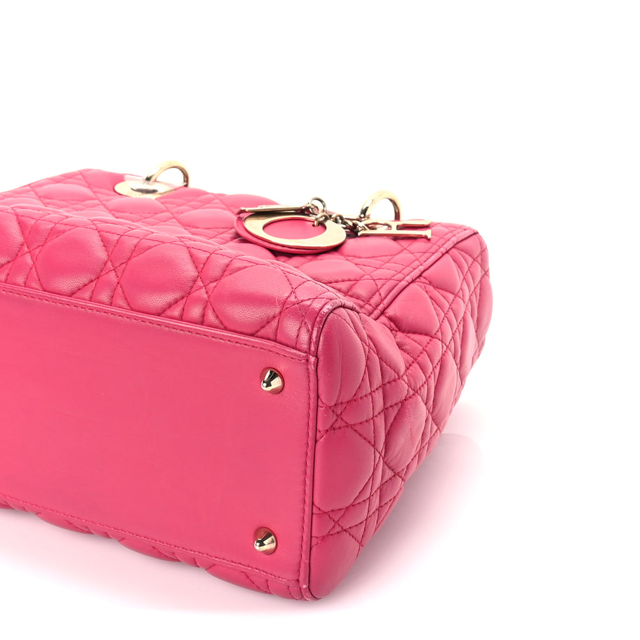 Christian Dior Lambskin Cannage Medium Lady Dior  Fuchsia Image 8