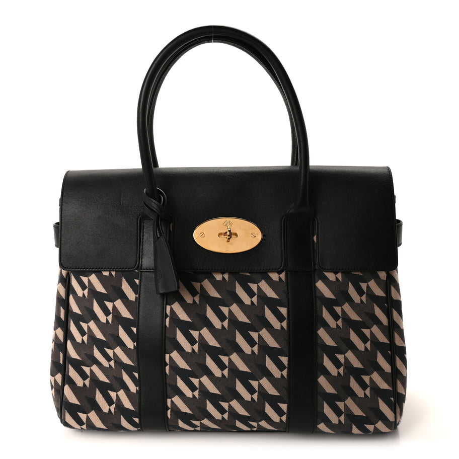 Mulberry Monogram Smooth Calfskin Canvas Print Bayswater  Black Image 1