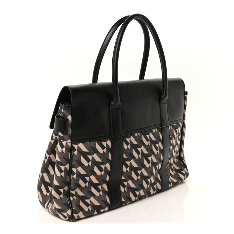  Mulberry Monogram Smooth Calfskin Canvas Print Bayswater  Black