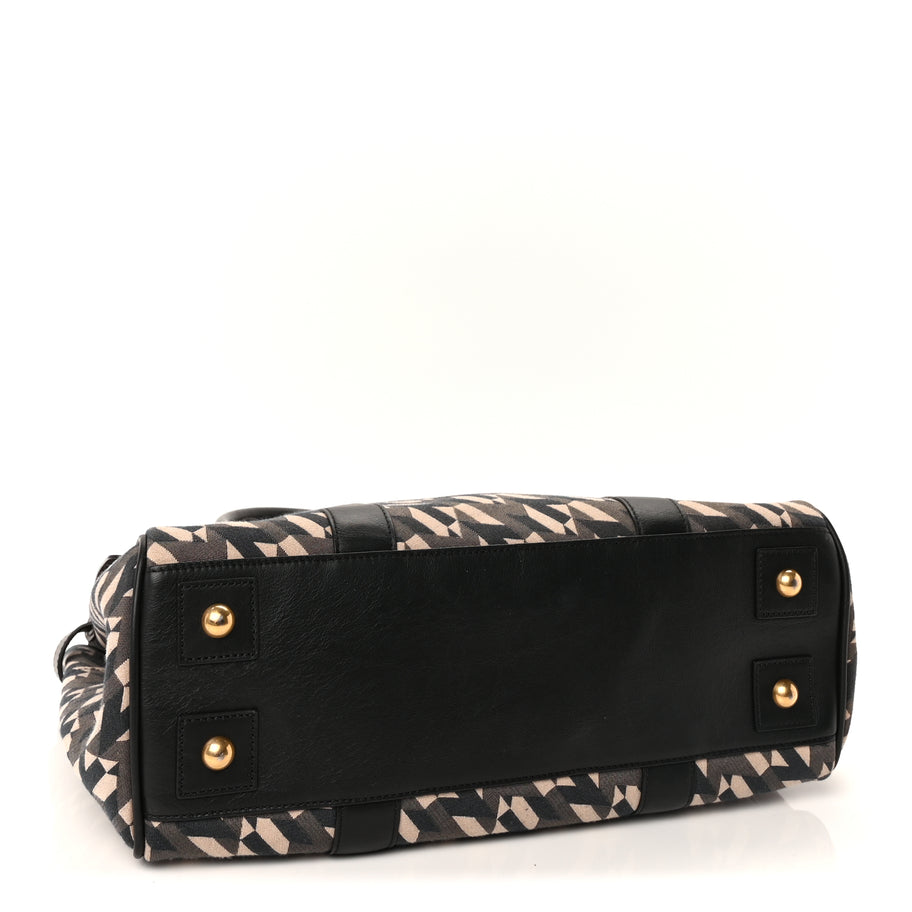 Mulberry Monogram Smooth Calfskin Canvas Print Bayswater  Black Image 3