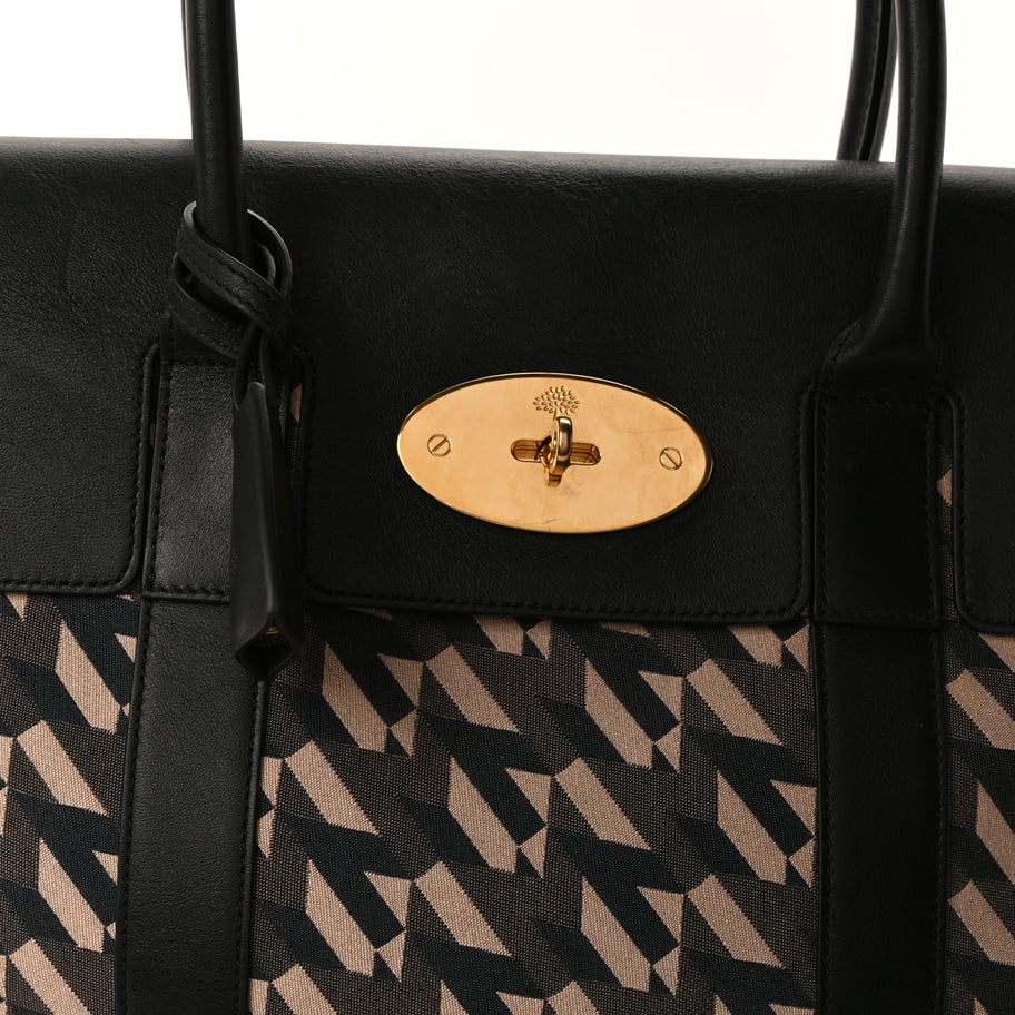 Mulberry Monogram Smooth Calfskin Canvas Print Bayswater  Black Image 6