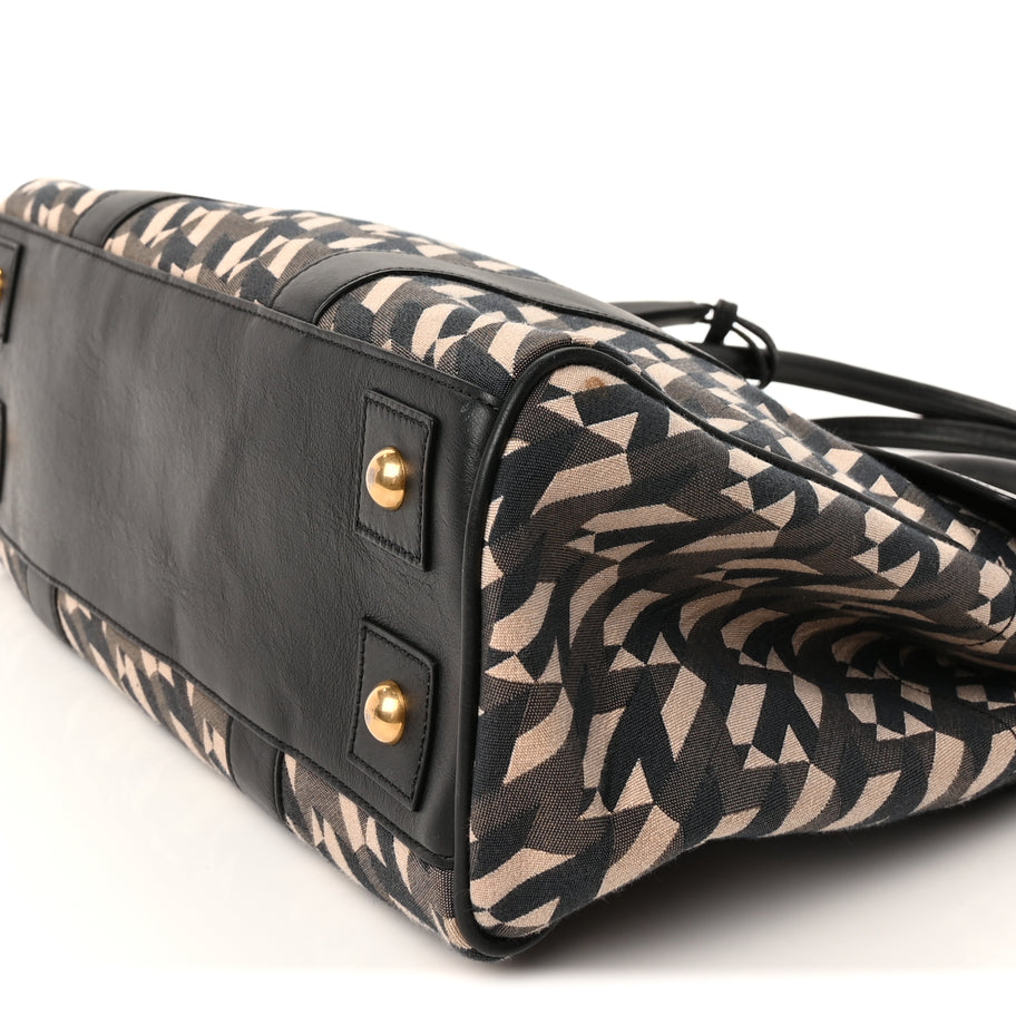 Mulberry Monogram Smooth Calfskin Canvas Print Bayswater  Black Image 7