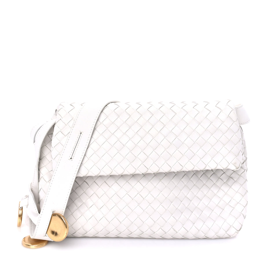 Bottega Veneta Nappa Intrecciato The Fold Crossbody  White Image 1