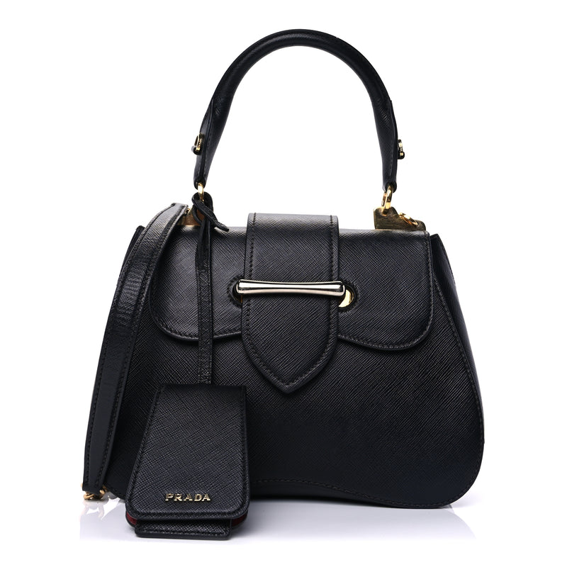  Prada Saffiano Lux Sidonie Top Handle Bag Black