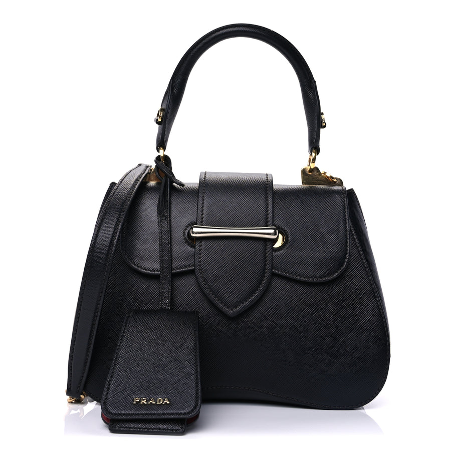 Prada Saffiano Lux Sidonie Top Handle Bag Black Image 1