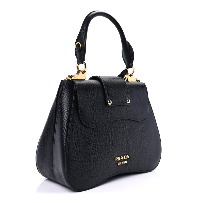  Prada Saffiano Lux Sidonie Top Handle Bag Black