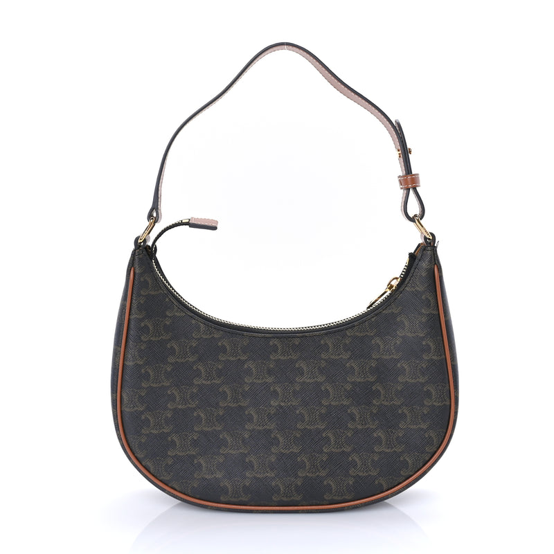  Celine Triomphe Canvas Calfskin Ava Shoulder Bag Tan