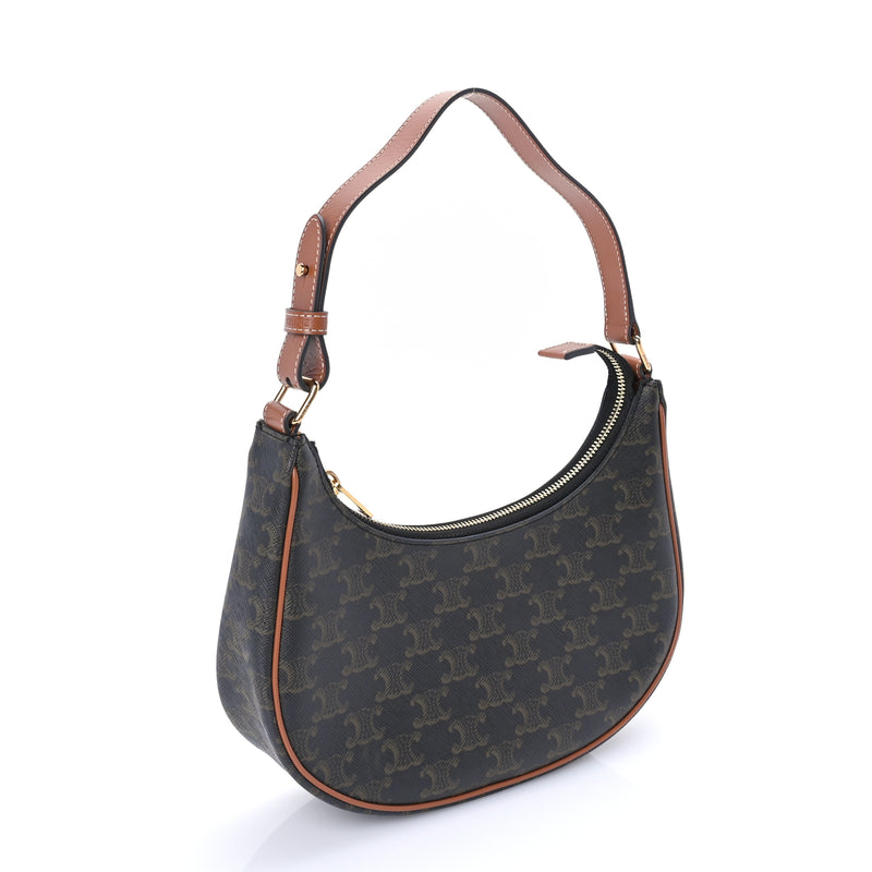  Celine Triomphe Canvas Calfskin Ava Shoulder Bag Tan