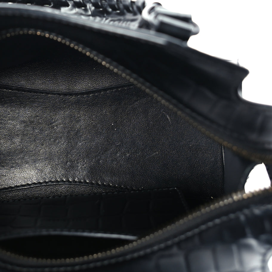 Balenciaga Semi Shiny Calfskin Crocodile Embossed Neo Classic Black Hardware Mini City Black Image 4