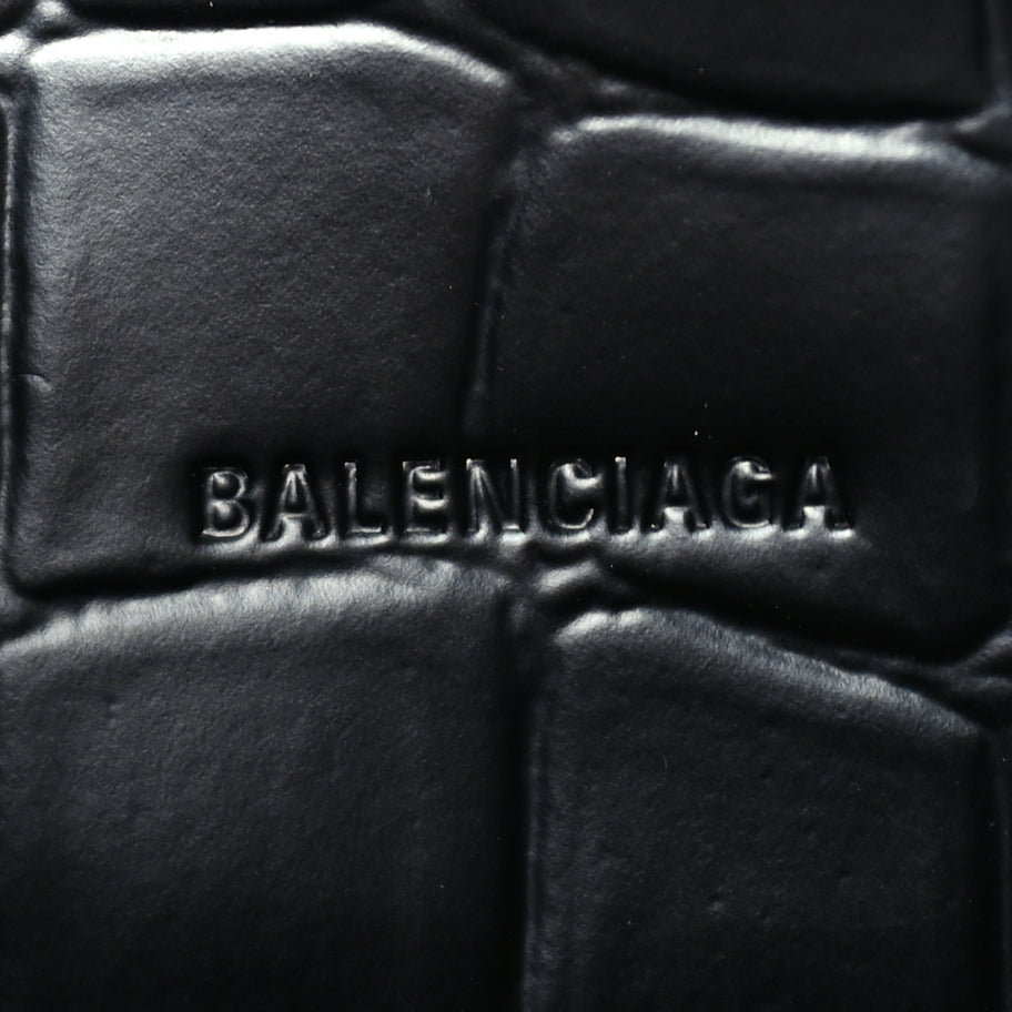 Balenciaga Semi Shiny Calfskin Crocodile Embossed Neo Classic Black Hardware Mini City Black Image 5