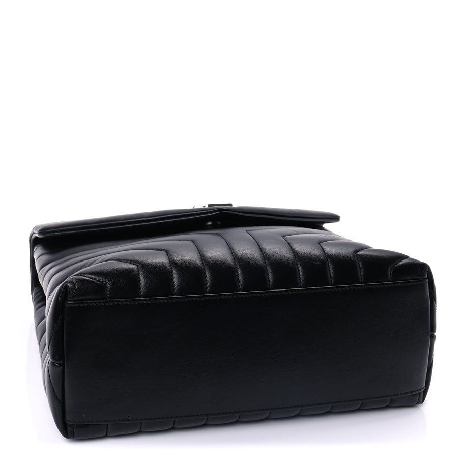 Saint Laurent Calfskin Y Quilted Monogram Medium Loulou Chain Satchel Black Image 3