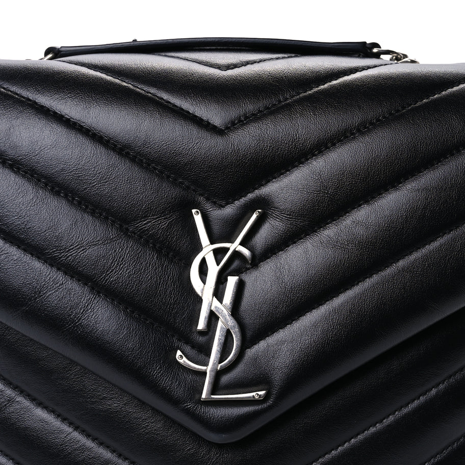 Saint Laurent Calfskin Y Quilted Monogram Medium Loulou Chain Satchel Black Image 6