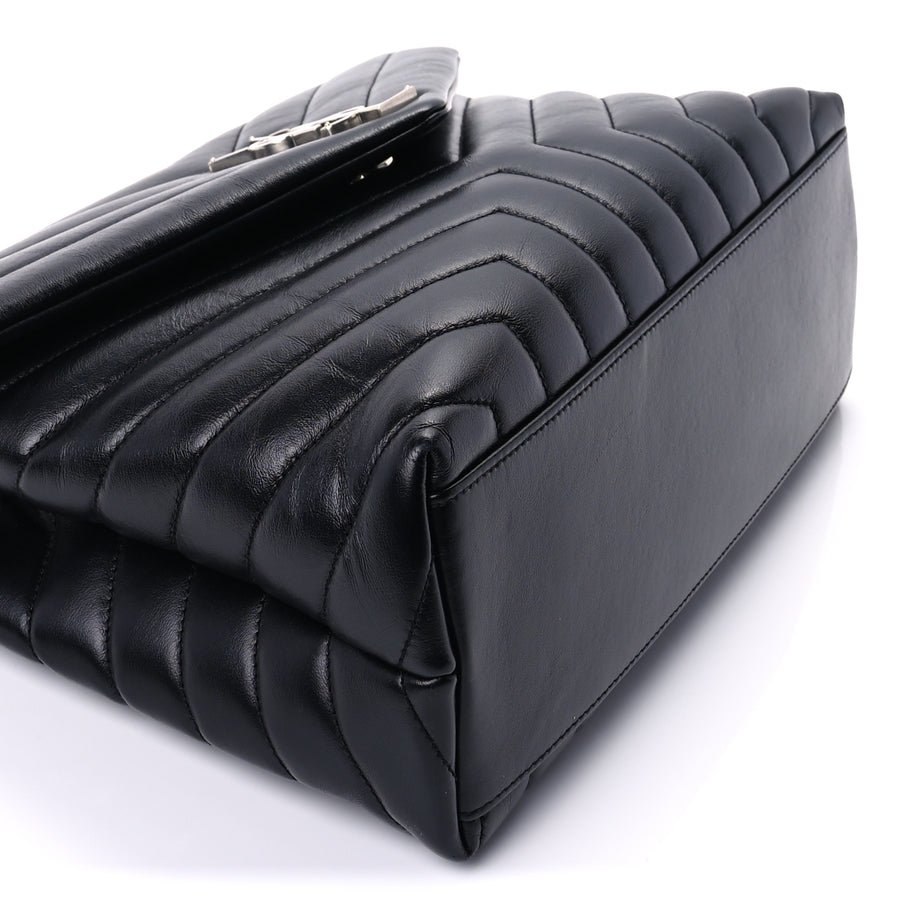 Saint Laurent Calfskin Y Quilted Monogram Medium Loulou Chain Satchel Black Image 7