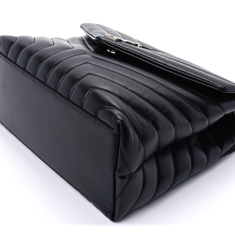 Saint Laurent Calfskin Y Quilted Monogram Medium Loulou Chain Satchel Black Image 8