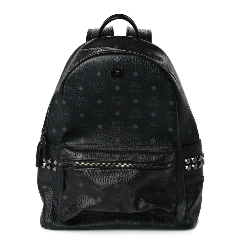  MCM Visetos Medium Side Studs Stark Backpack Black