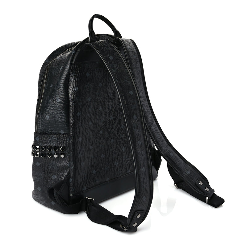  MCM Visetos Medium Side Studs Stark Backpack Black