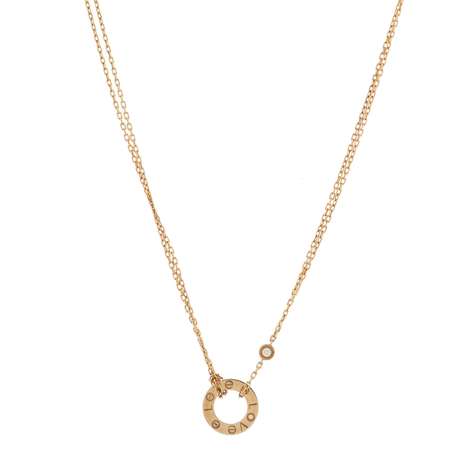 Cartier 18K Yellow Gold 2 Diamond LOVE Necklace Image 2