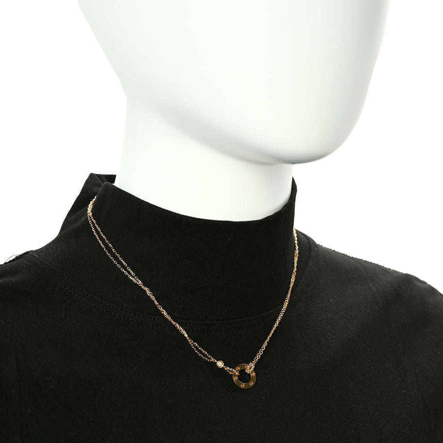 Cartier 18K Yellow Gold 2 Diamond LOVE Necklace Image 3