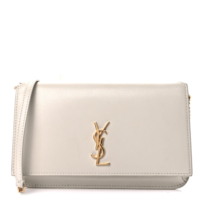  Saint Laurent Smooth Calfskin Monogram Phone Holder Crossbody Crema Soft