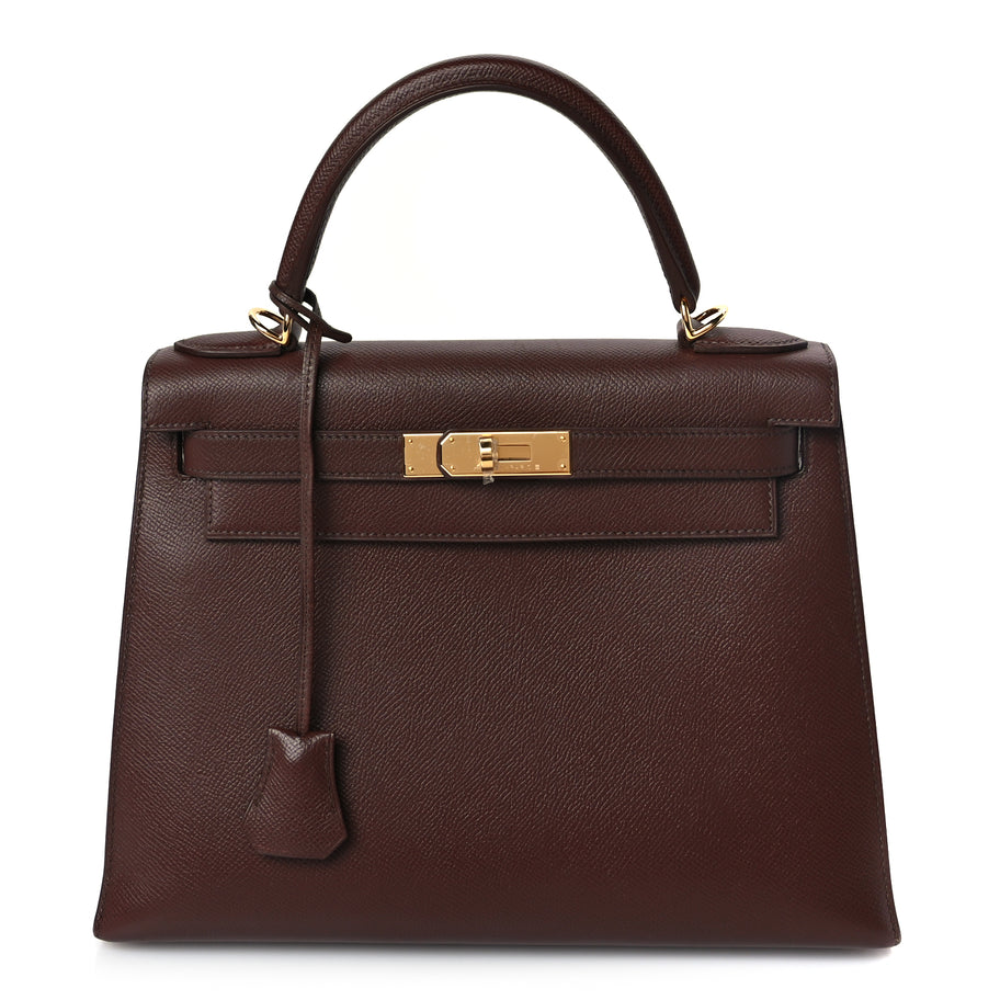 Hermes Courchevel Kelly Sellier 28 Chocolate Image 1