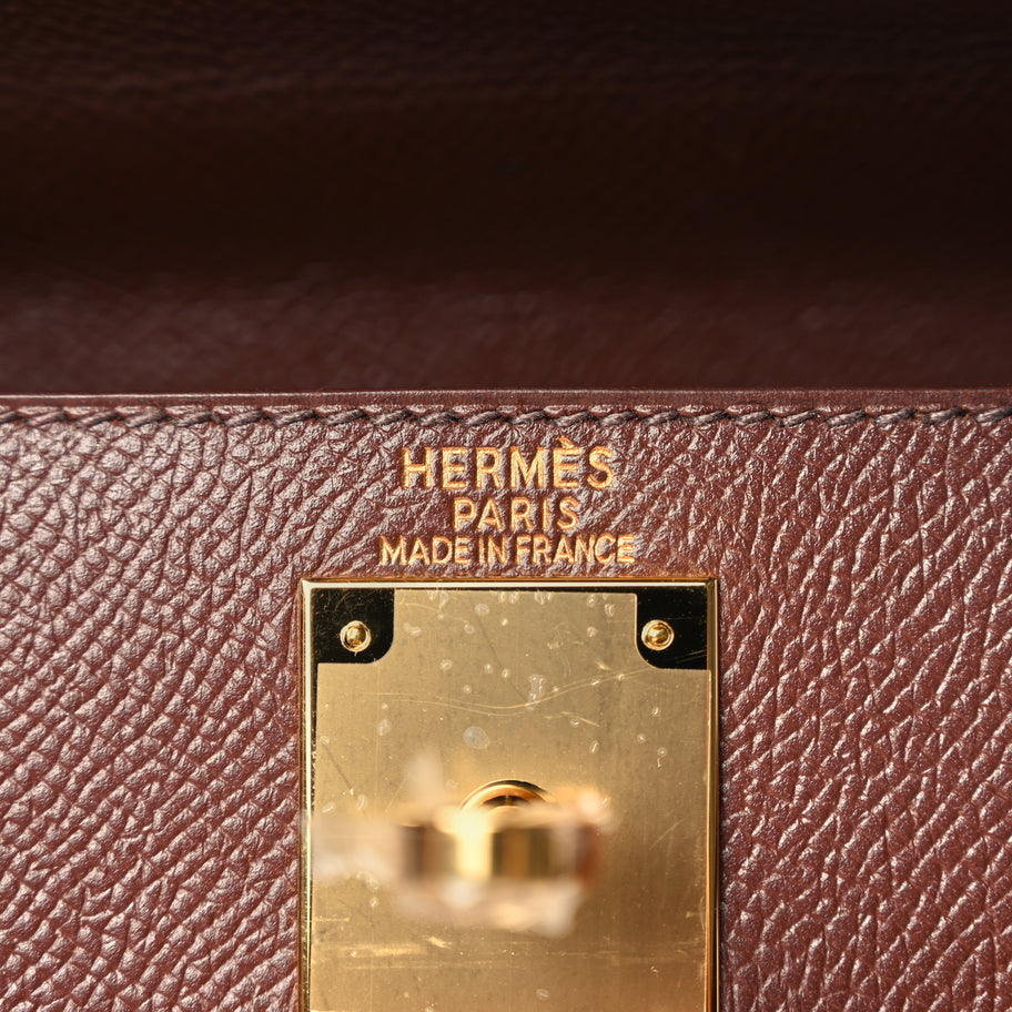 Hermes Courchevel Kelly Sellier 28 Chocolate Image 5