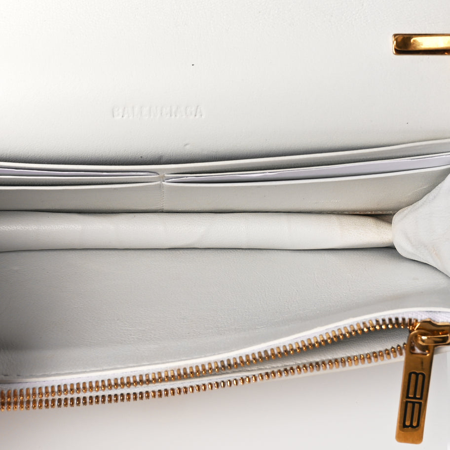 Balenciaga Extra Supple Calfskin Crocodile Embossed Gossip Wallet On Chain Optic White Image 4