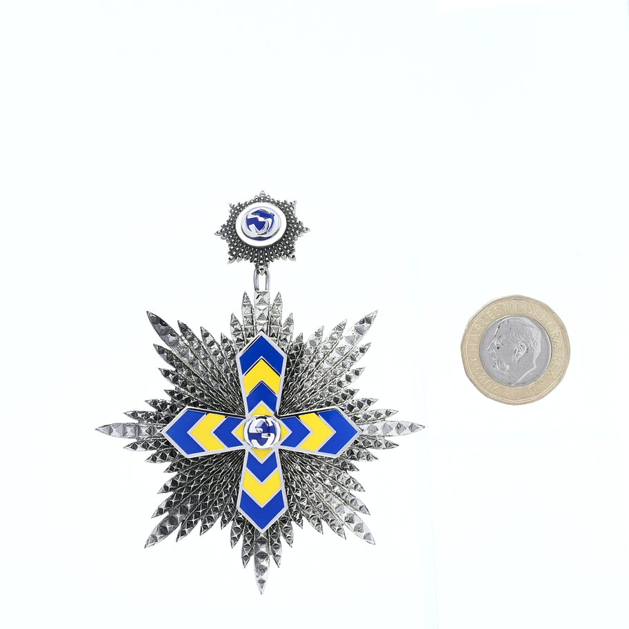 Gucci Enamel GG Cross Pin  Blue Image 2