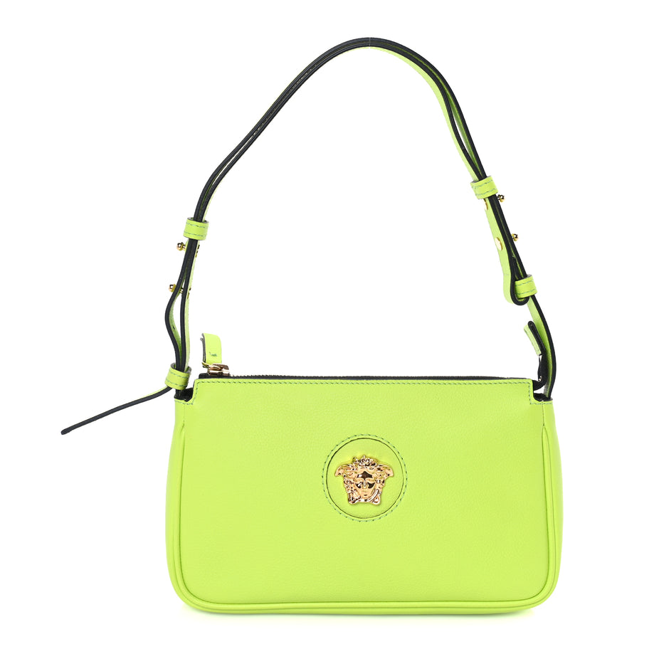 Versace Grained Calfskin Medusa Shoulder Bag  Lime Image 1