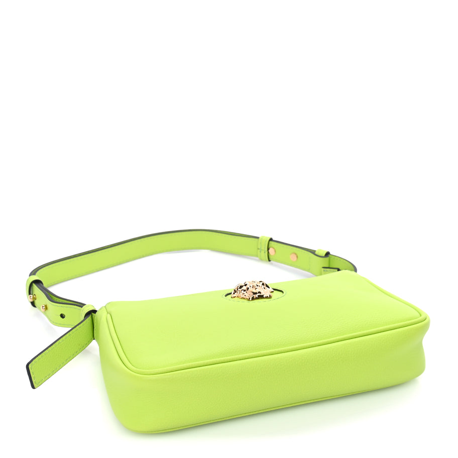 Versace Grained Calfskin Medusa Shoulder Bag  Lime Image 3