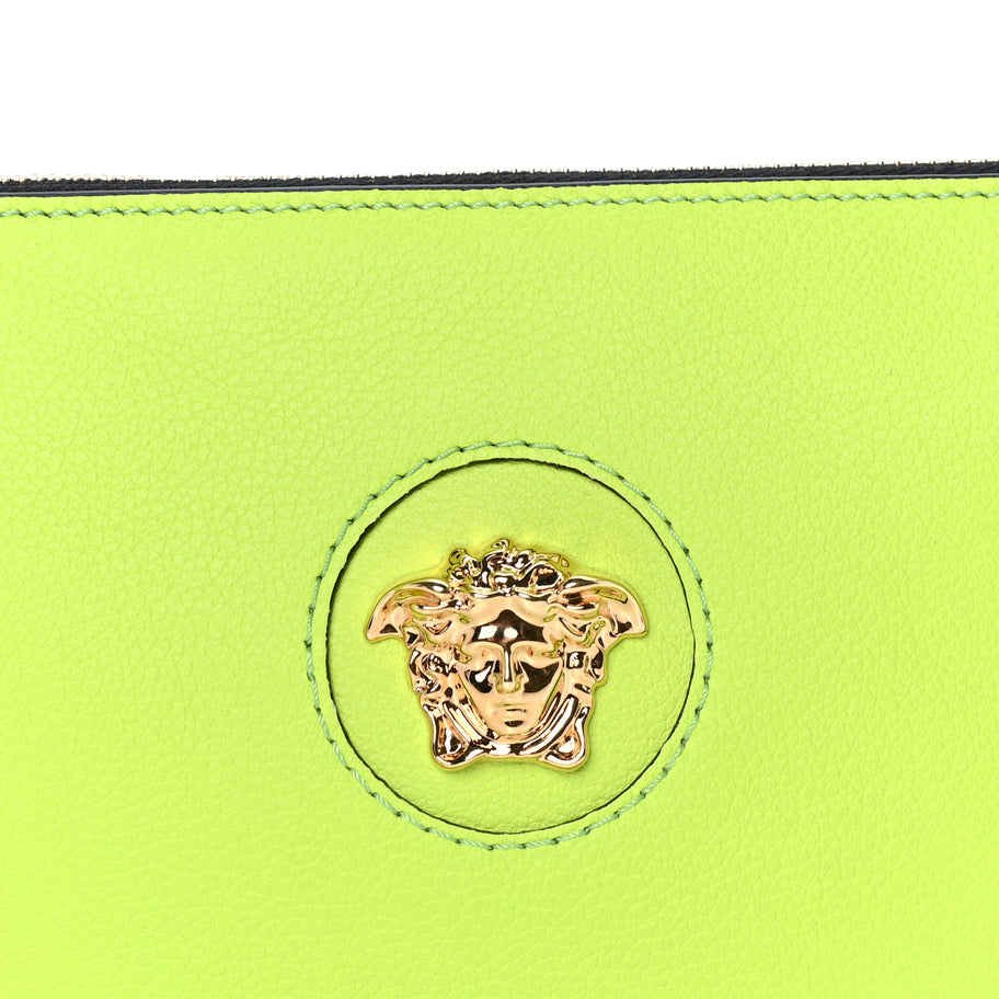 Versace Grained Calfskin Medusa Shoulder Bag  Lime Image 6