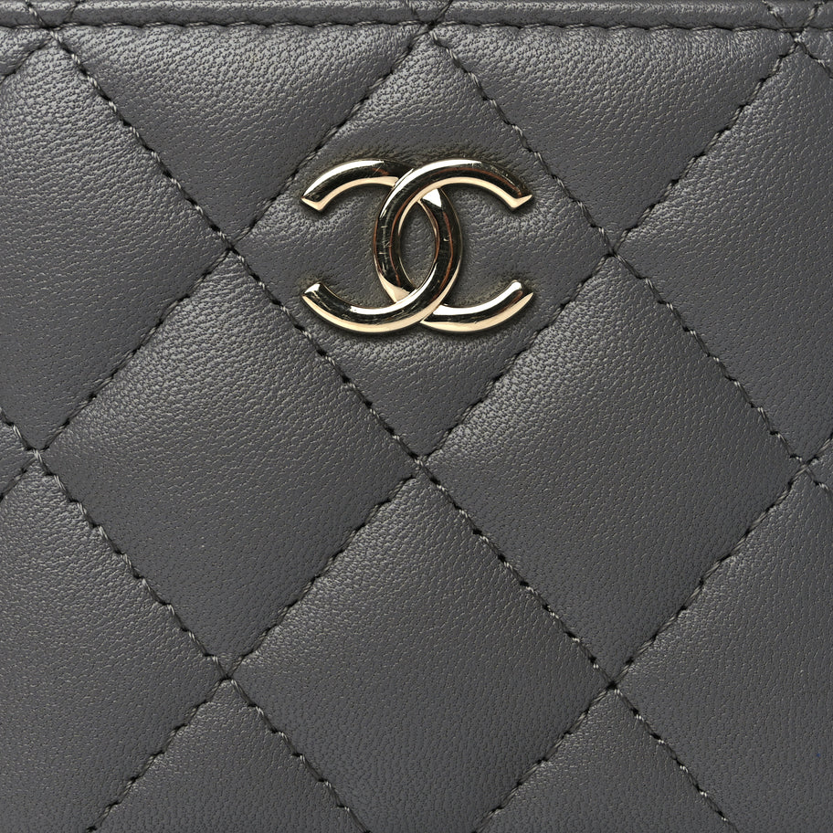 Chanel Lambskin Quilted Top Handle Mini Vanity Case With Chain Grey Image 7