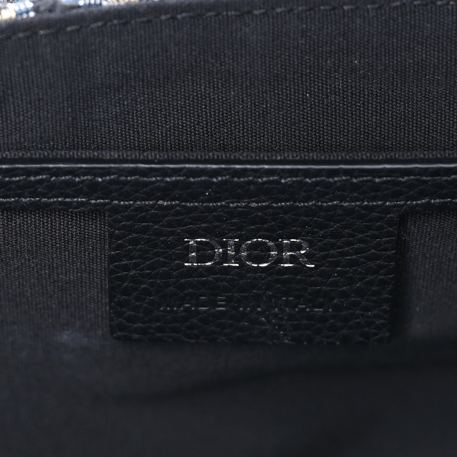 Christian Dior Oblique Jacquard Grained Calfskin Medium Saddle Messenger Bag Beige Black Image 5
