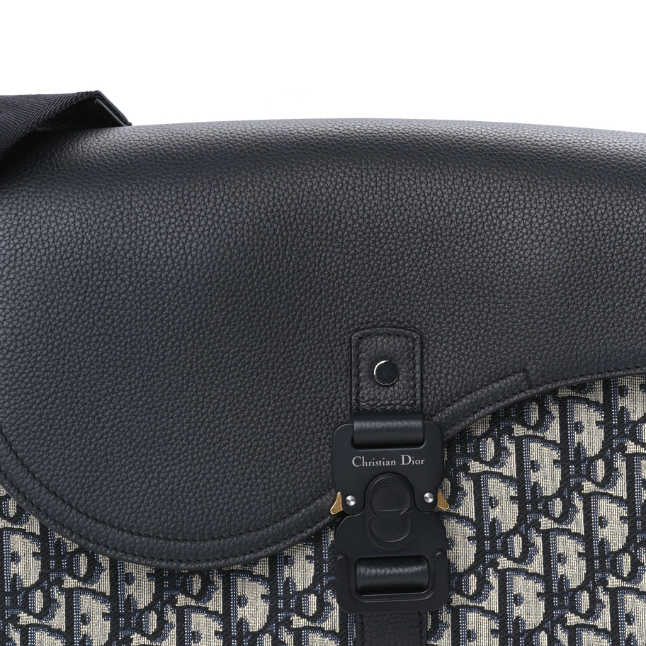 Christian Dior Oblique Jacquard Grained Calfskin Medium Saddle Messenger Bag Beige Black Image 6