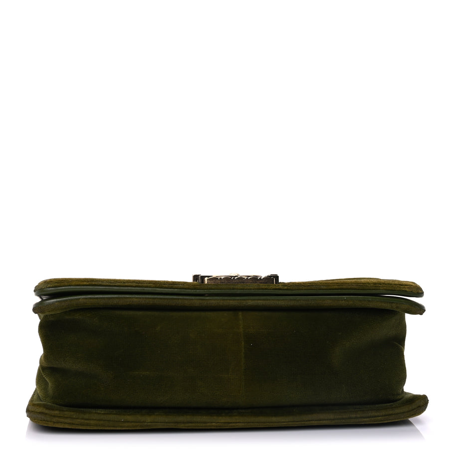 Chanel Velvet Tweed Medium Boy Flap Green Image 3