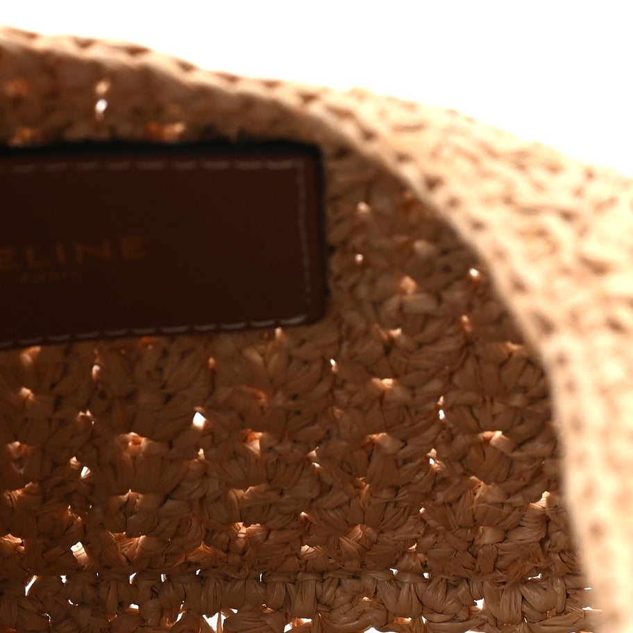 Celine Raffia Calfskin Triomphe Panier Hobo Bag Natural Tan Image 4