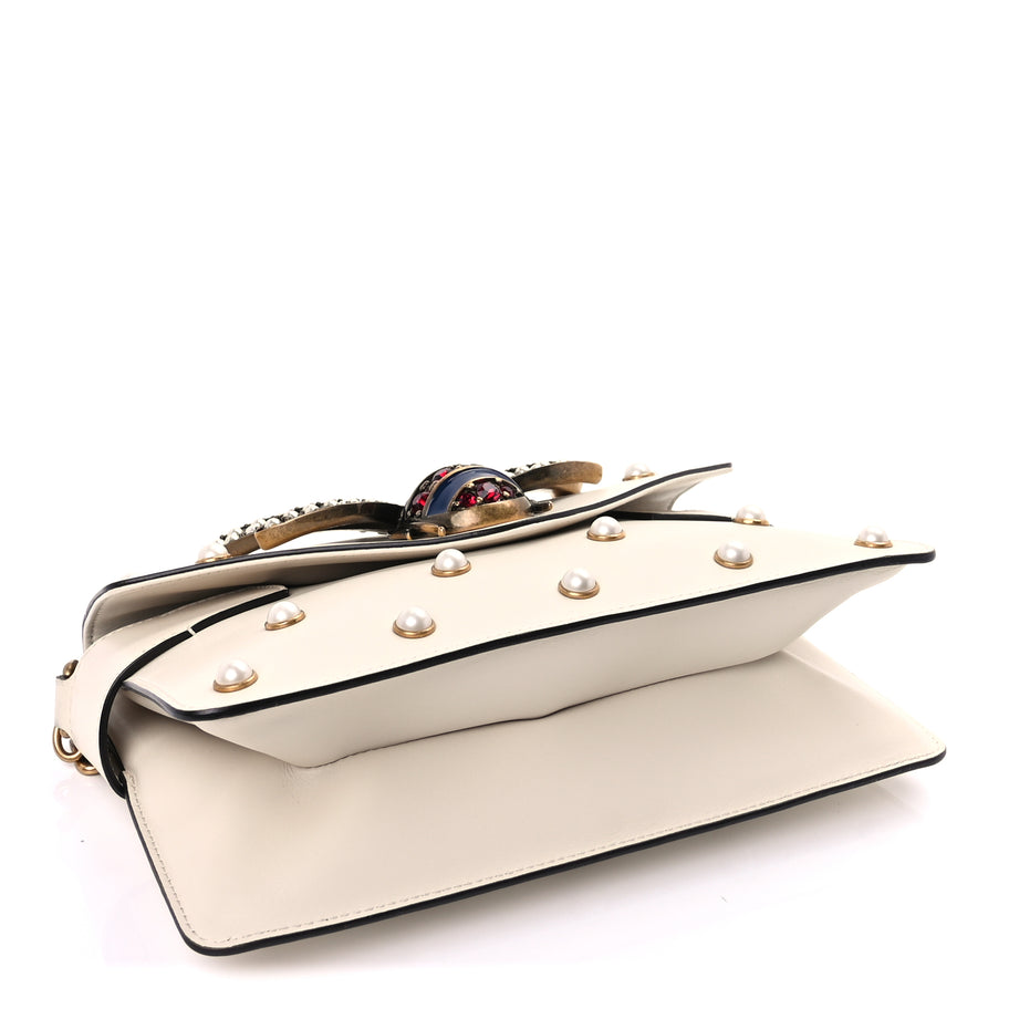 Gucci Nappa Pearl Studded Mini Queen Margaret Broadway Shoulder Bag  Mystic White Image 3