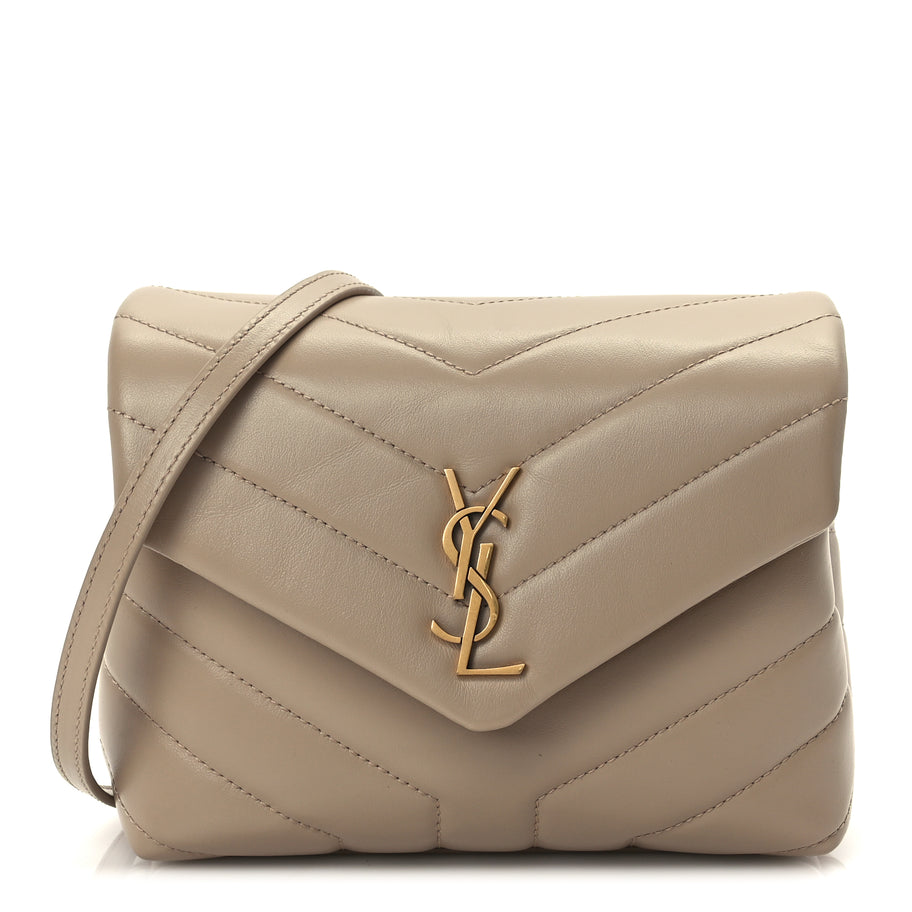 Saint Laurent Calfskin Y Quilted Monogram Toy Loulou Crossbody Bag Dark Beige Image 1