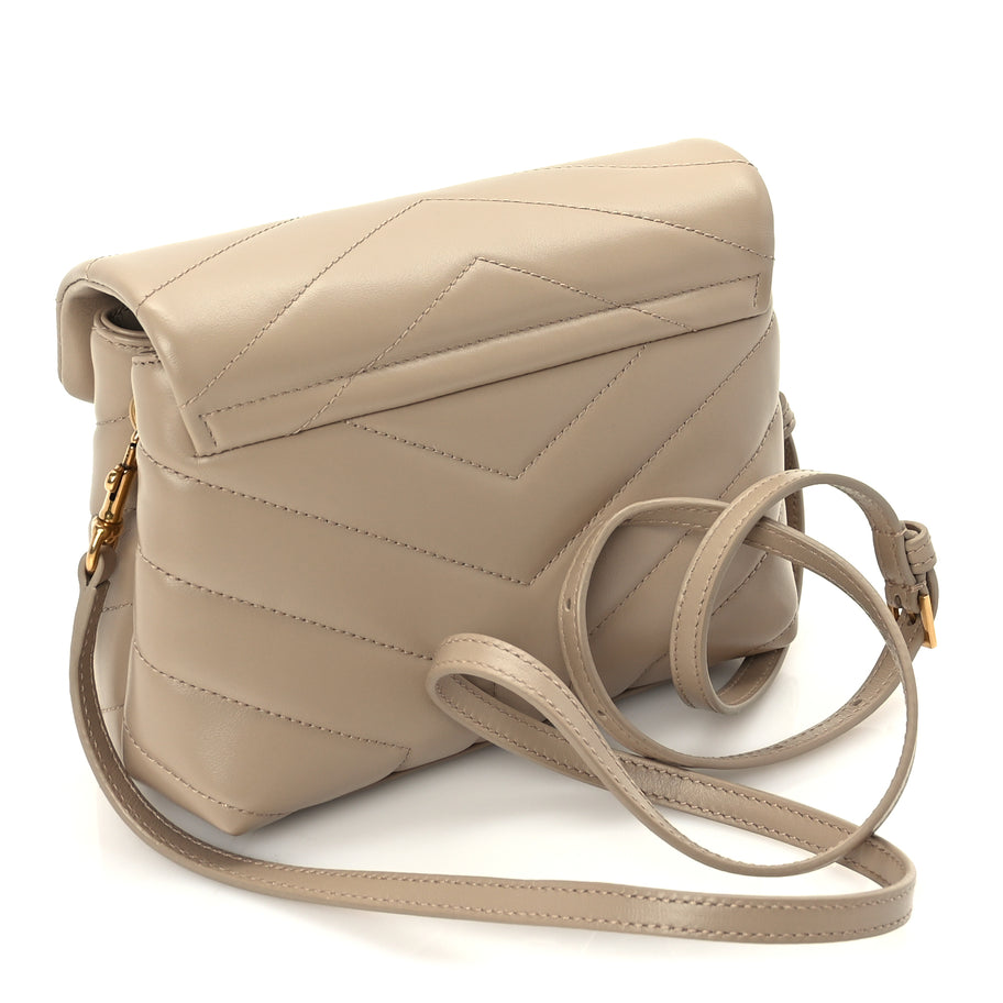 Saint Laurent Calfskin Y Quilted Monogram Toy Loulou Crossbody Bag Dark Beige Image 2