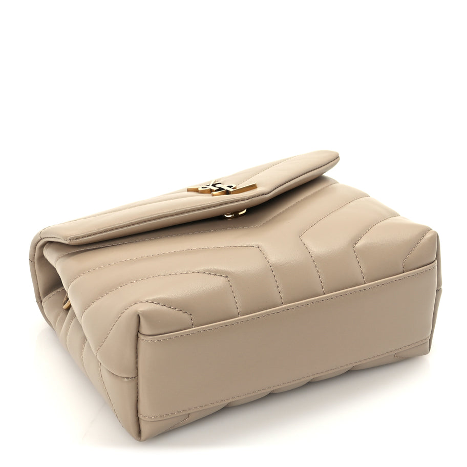 Saint Laurent Calfskin Y Quilted Monogram Toy Loulou Crossbody Bag Dark Beige Image 3
