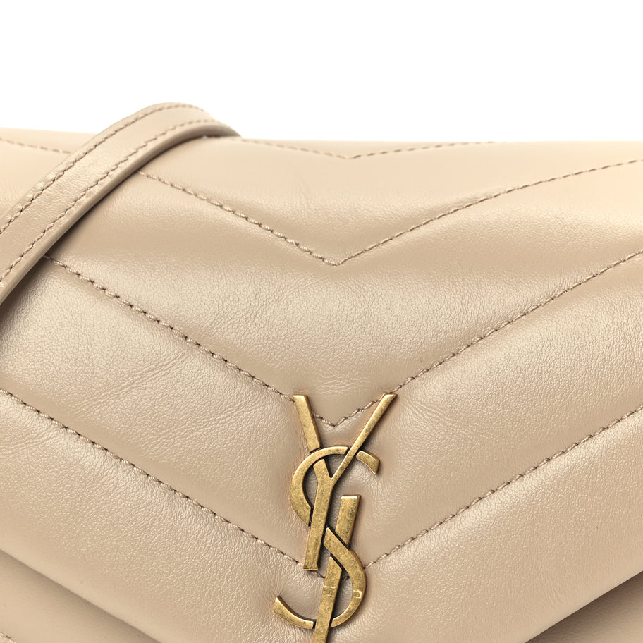 Saint Laurent Calfskin Y Quilted Monogram Toy Loulou Crossbody Bag Dark Beige Image 6