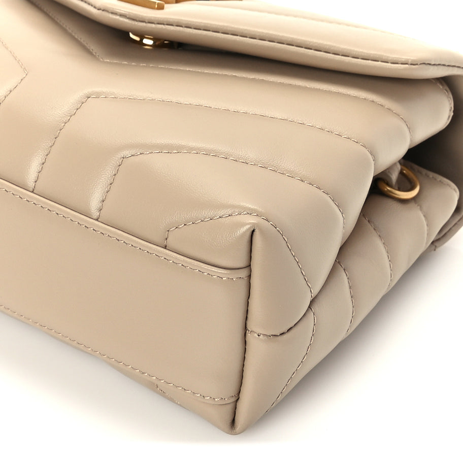 Saint Laurent Calfskin Y Quilted Monogram Toy Loulou Crossbody Bag Dark Beige Image 8