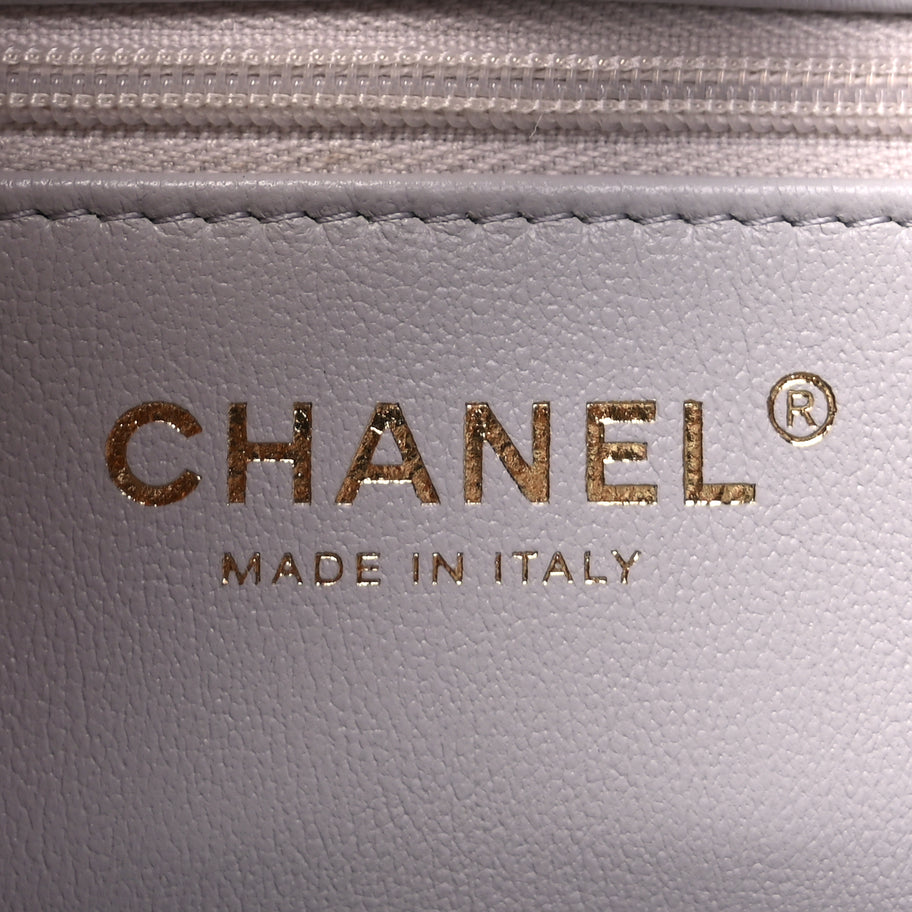 Chanel Shiny Aged Calfskin Quilted Nano Kelly Shopper  Light Grey Image 5