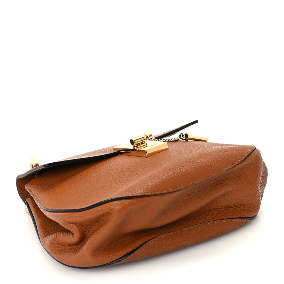 Chloe Grained Lambskin Mini Drew Shoulder Bag  Caramel Image 3