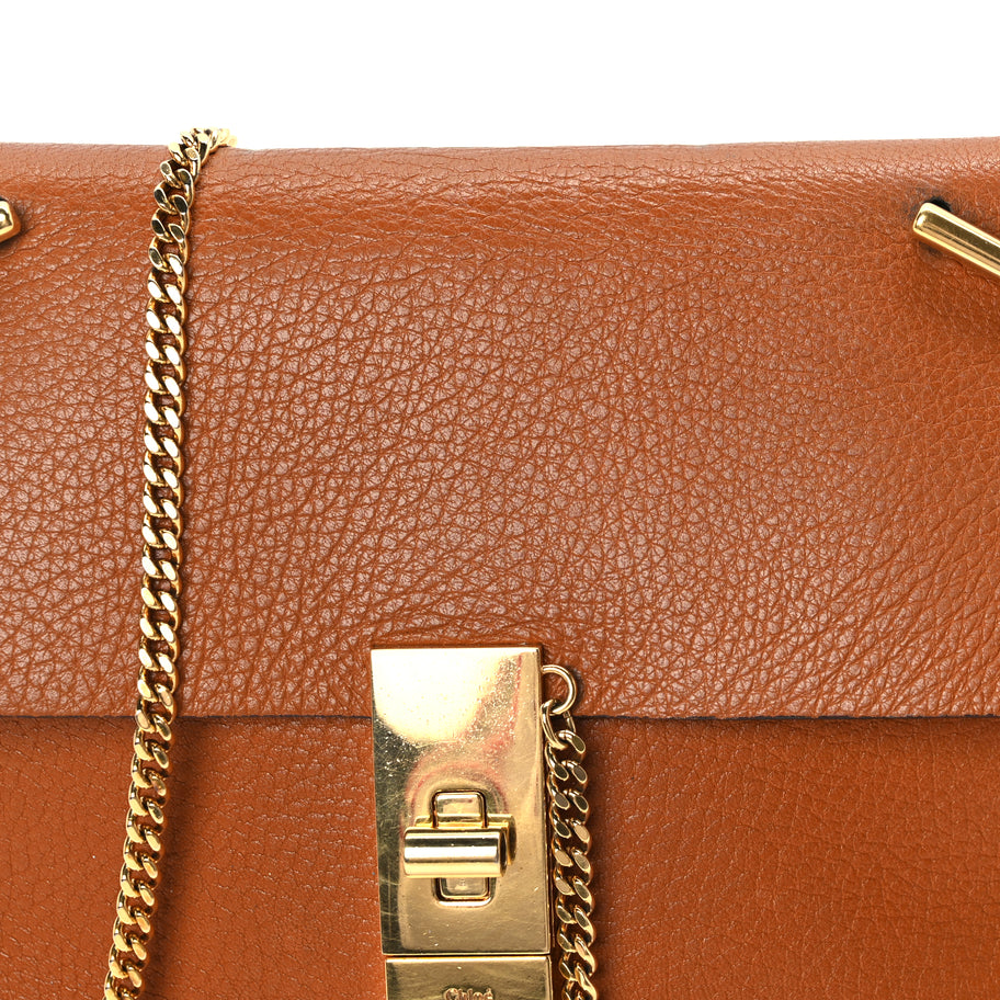 Chloe Grained Lambskin Mini Drew Shoulder Bag  Caramel Image 6