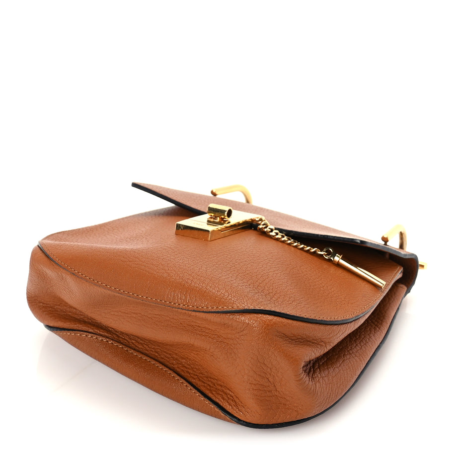 Chloe Grained Lambskin Mini Drew Shoulder Bag  Caramel Image 8